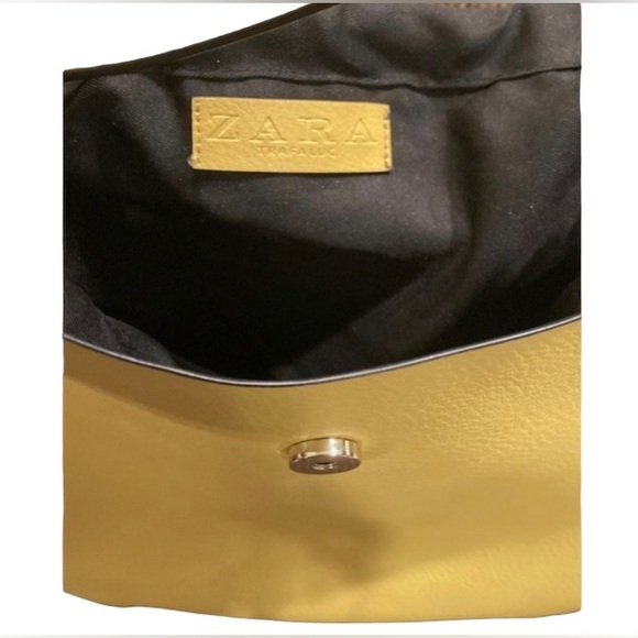 Zara Bags Zara Yellow Bucket Bag Yellow Faux Leather Tote Like New